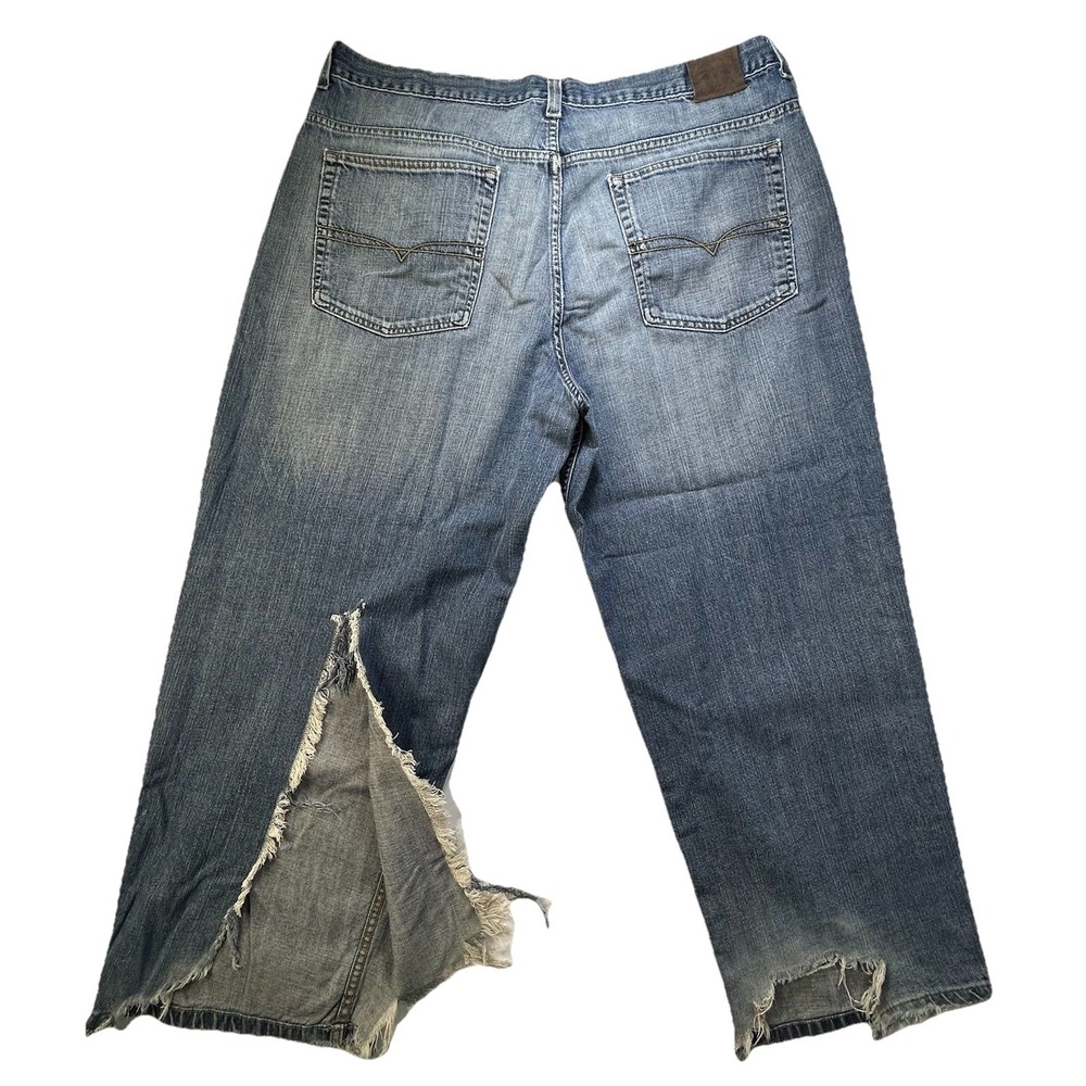 VTG Anchor blue Jeans Mens 42x32 Baggy Skater Y2K Distressed Thrashed DESTROYED